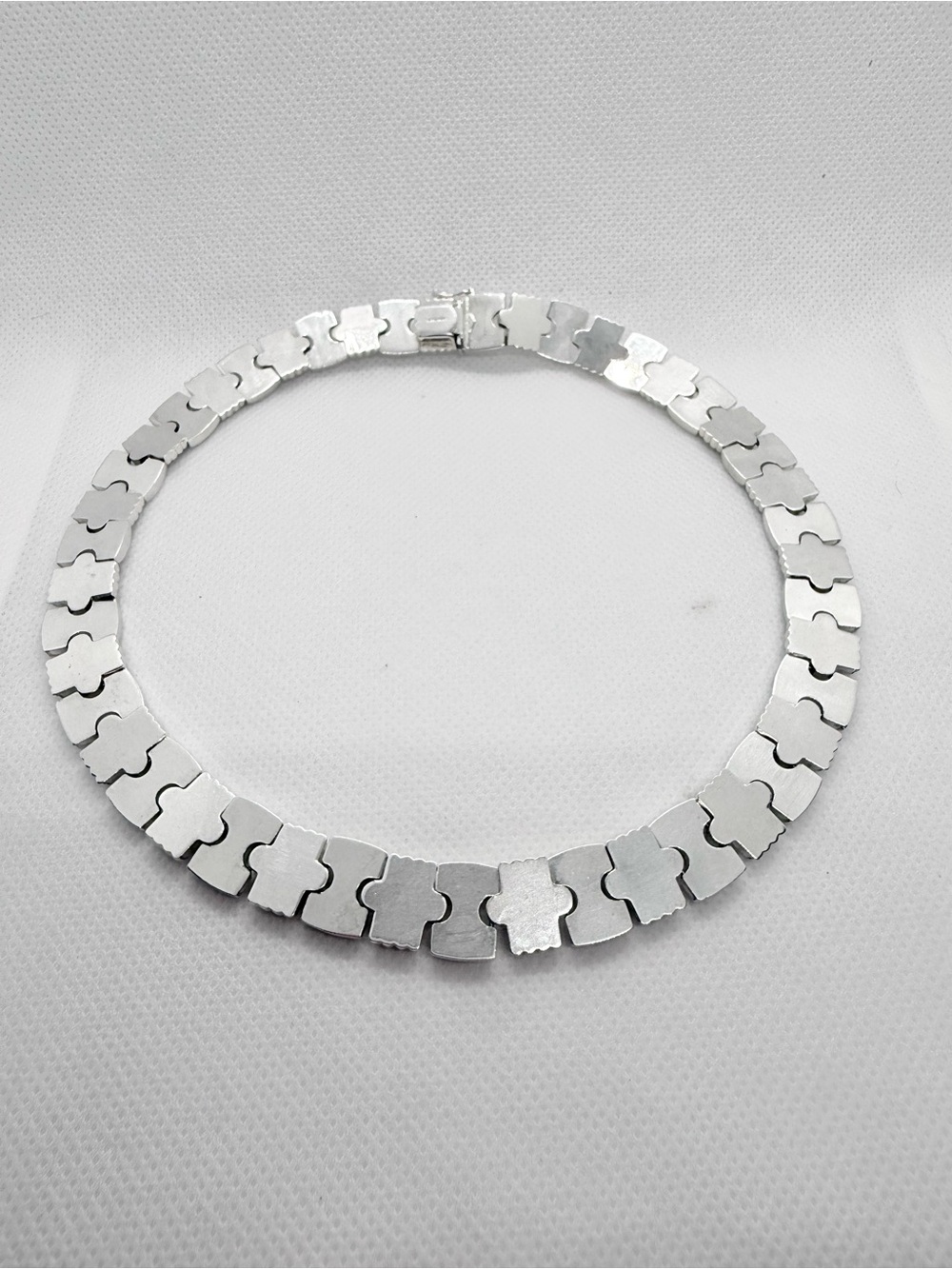 Sterling Silver Link Choker Necklace - Polished Silver - Picture 9 of 16